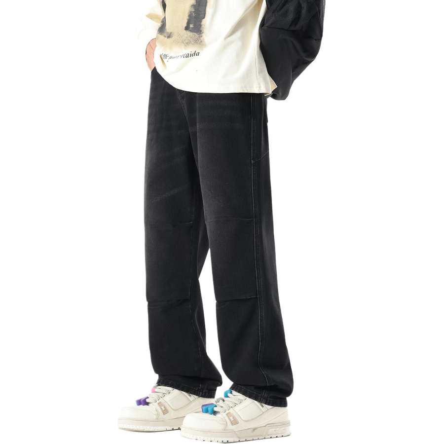 Tonlion Jeans Unisex Black Moderate Straight Fit Pants
