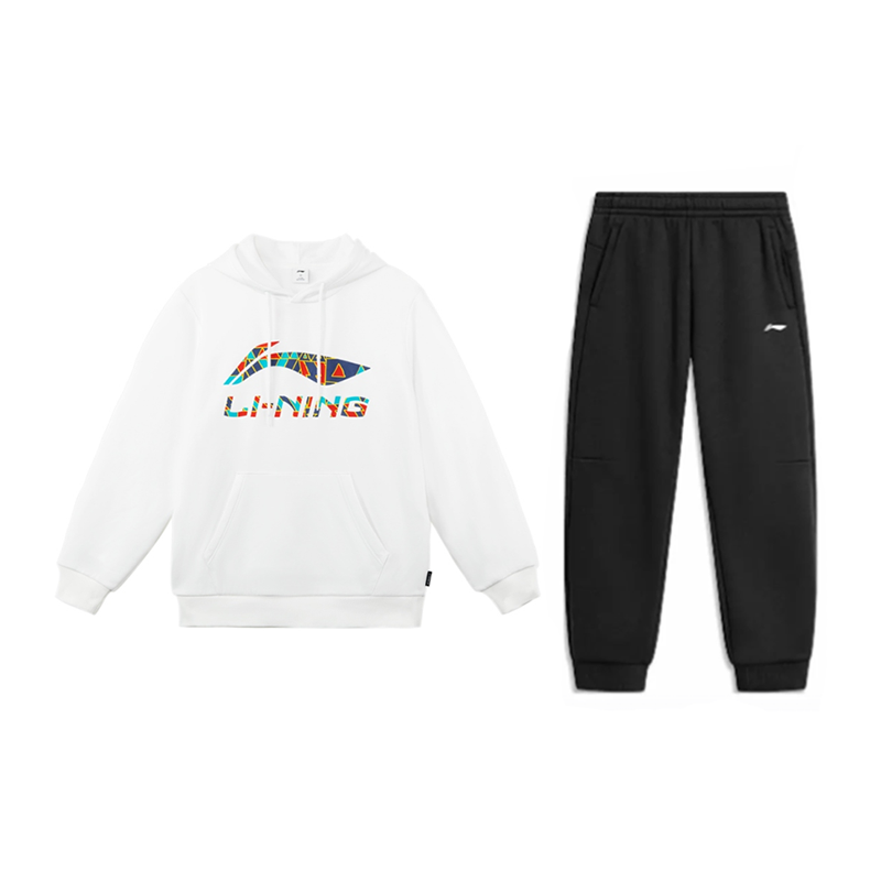 Li-Ning Li Ning Multicolor Logo Letter Print Fashion Comfortable Versatile Fleece Lined Hooded Pullover Sweatshirt