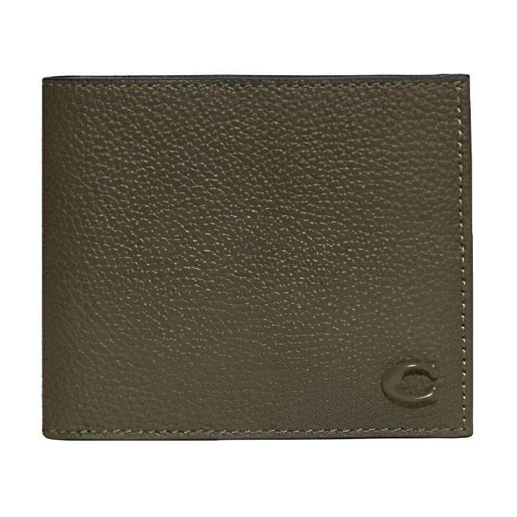 COACH COACH Billfold Wallet Cow Leather Wallet Men's Olive Green