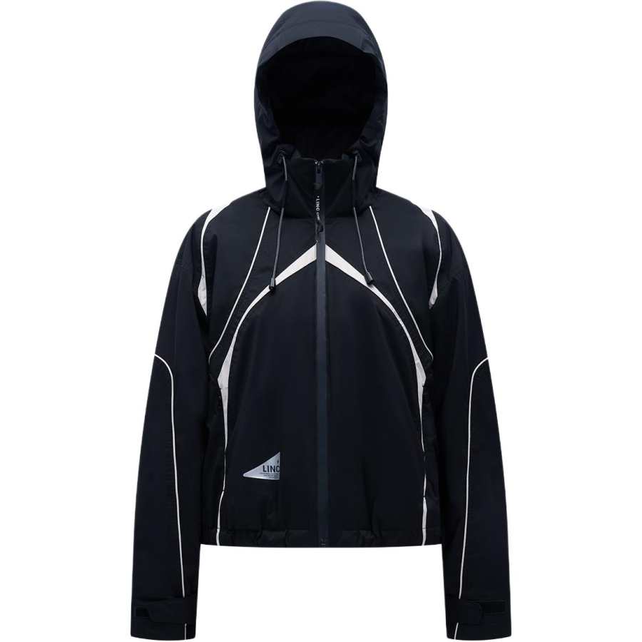 LINCchic Down Jackets Women's Black/White Hooded Non Detachable Thin Puffer Jacket