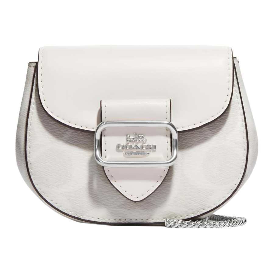 COACH Morgan Canvas With Leather Saddle Bag, Crossbody Bag, Shoulder Bag Small Women's White