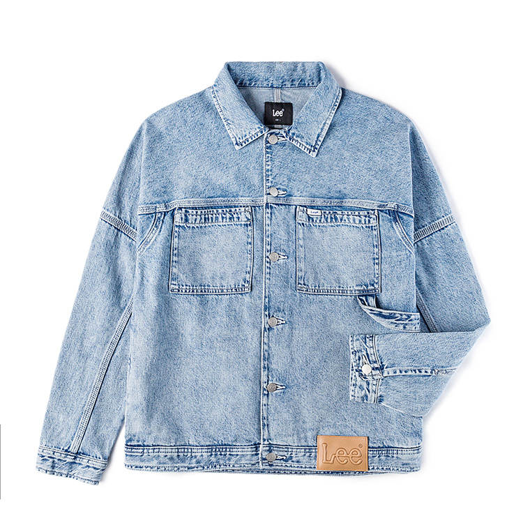 Lee Lee Denim Jackets Men's Light Blue Lapel Moderate Straight Fit