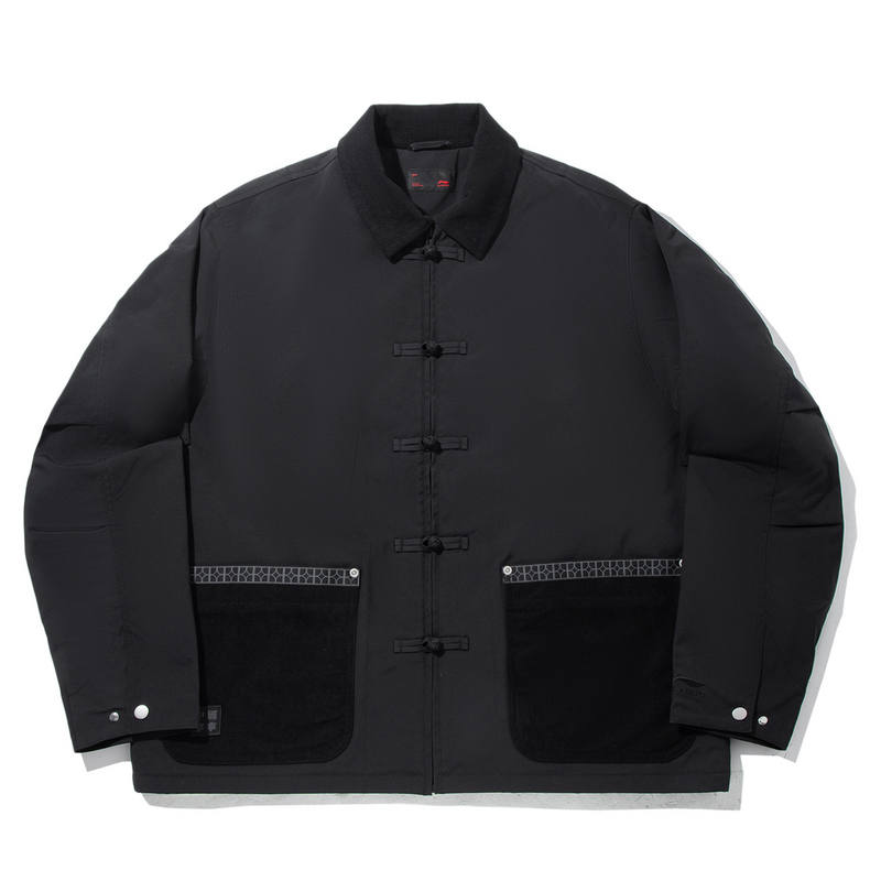 Li-Ning Li Ning Puffer Jackets Men's Black Lapel Moderate Puffer Jacket