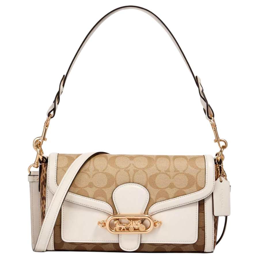 COACH Jade Coated Canvas With Leather Dionysus Shoulder Bag, Portable Crossbody Bag, Shoulder Bag Medium Women's