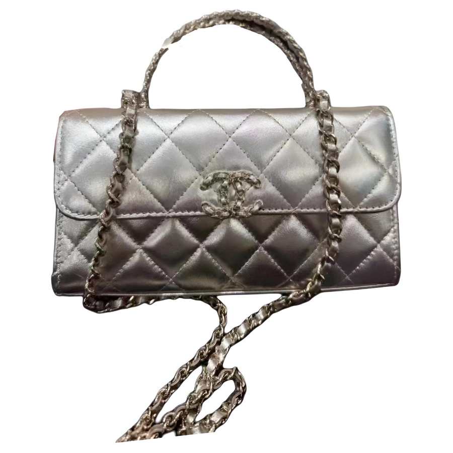 CHANEL Calfskin Shoulder Bag, Crossbody Bag, Handbag Women's Silver