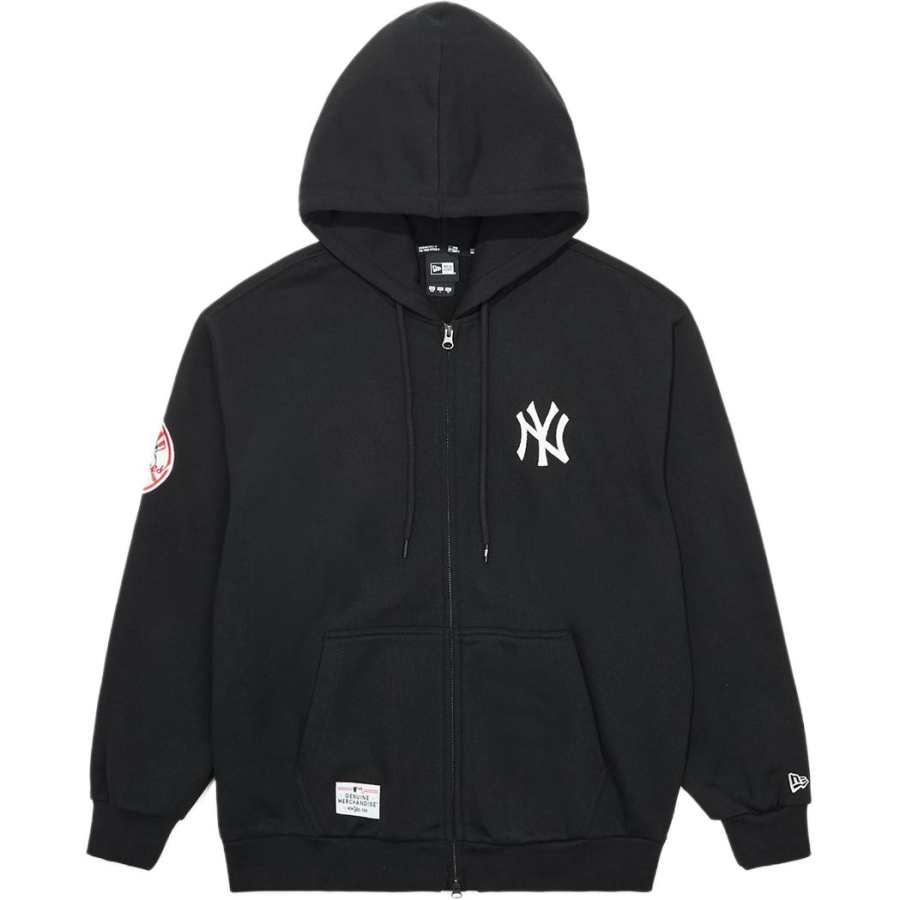 New Era Sweatshirts Unisex Black Hooded Moderate Cardigan