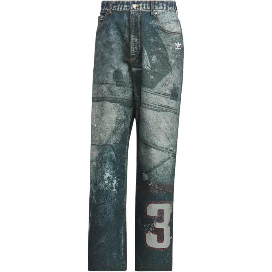 Adidas Originals FW25 TEAM PRINT DENIM TROUSERS Jeans Men's