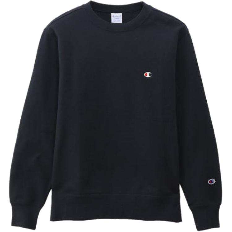 Champion Double Logo Embroidery Fleece Lined Crew Neck Pullover Sweatshirt Japan Version Unisex Clothing