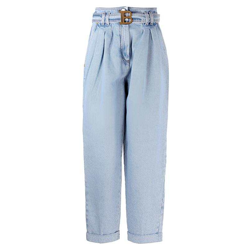 BALMAIN Jeans Women's Blue Moderate Straight Fit Pants