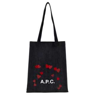A.P.C Cotton Tote Bag, Shopping Bag, Shoulder Bag Unisex Black