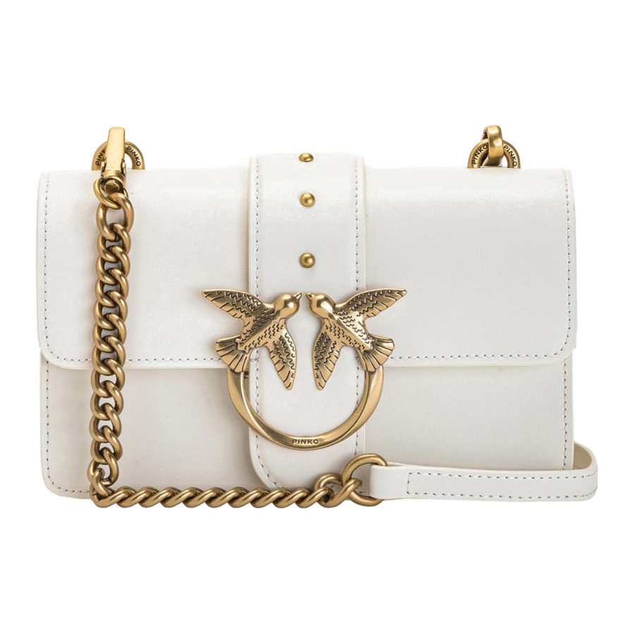 PINKO SIMPLY Cow Leather Crossbody Bag Women's White