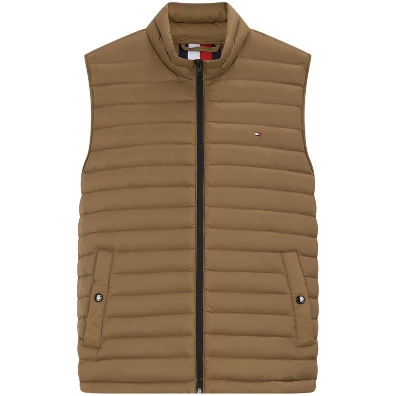 Tommy Hilfiger Down Vests Men's Khaki GWJ Stand Collar Moderate Other