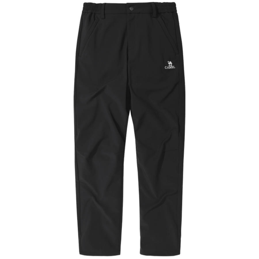 CAMEL Urban Techwear Collection, Solid Color Logo Label Outdoor Windproof Fleece Lined Soft Shell Pants Women's