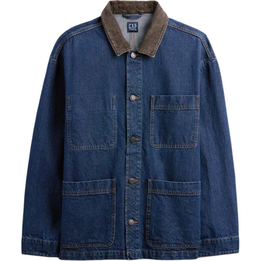 GAP GAP Jackets Men's Dark Color Washed Lapel Moderate