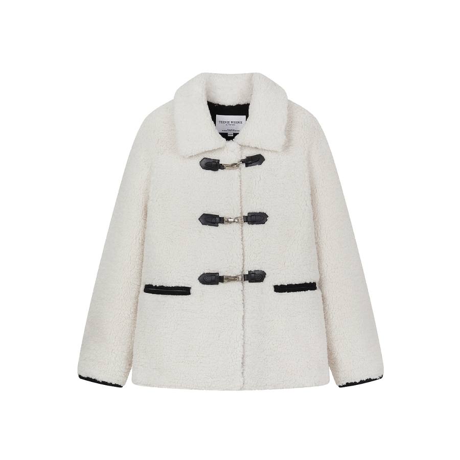 Teenie Weenie Coats Women's Ivory White Lapel Moderate Straight Fit