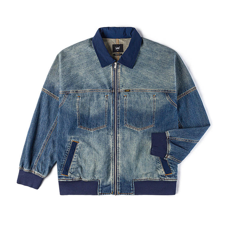Lee Lee Denim Jackets Men's Dark Blue Lapel Moderate Straight Fit