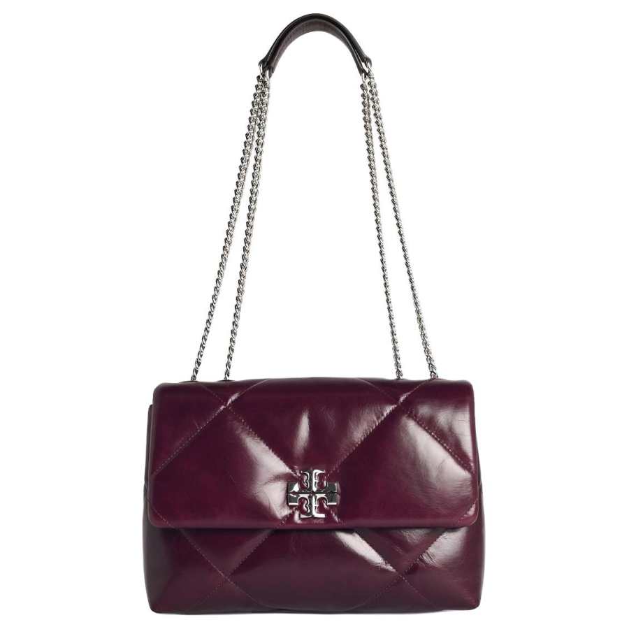 TORY BURCH Kira Cow Leather, Textile Crossbody Bag, Shoulder Bag Women's Dark Magenta