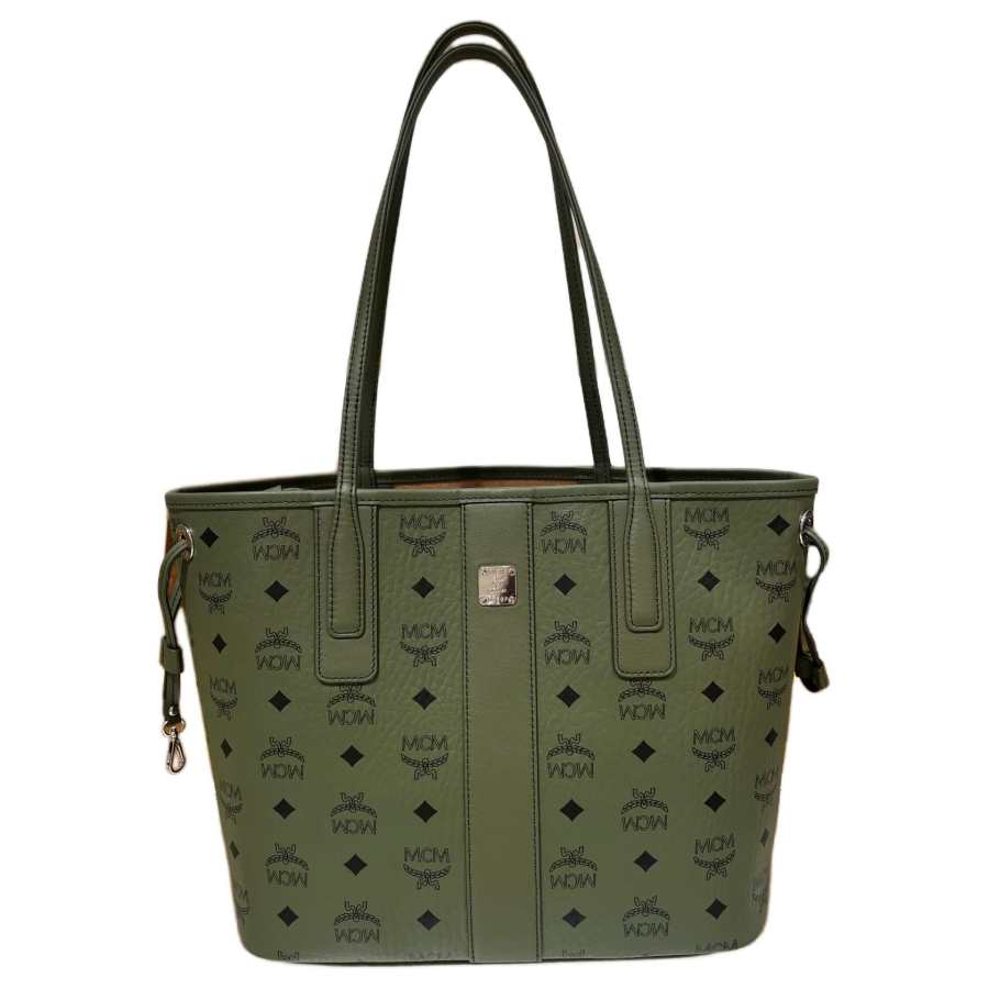 MCM Liz Canvas Shoulder Bag Small Women's Green