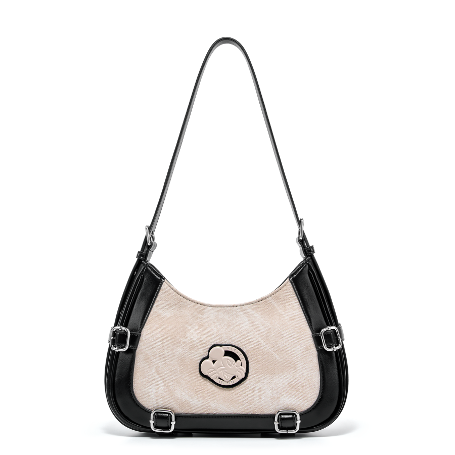 Disney Disney Mickey Mouse Polyester Shoulder Bag Women's White & Black
