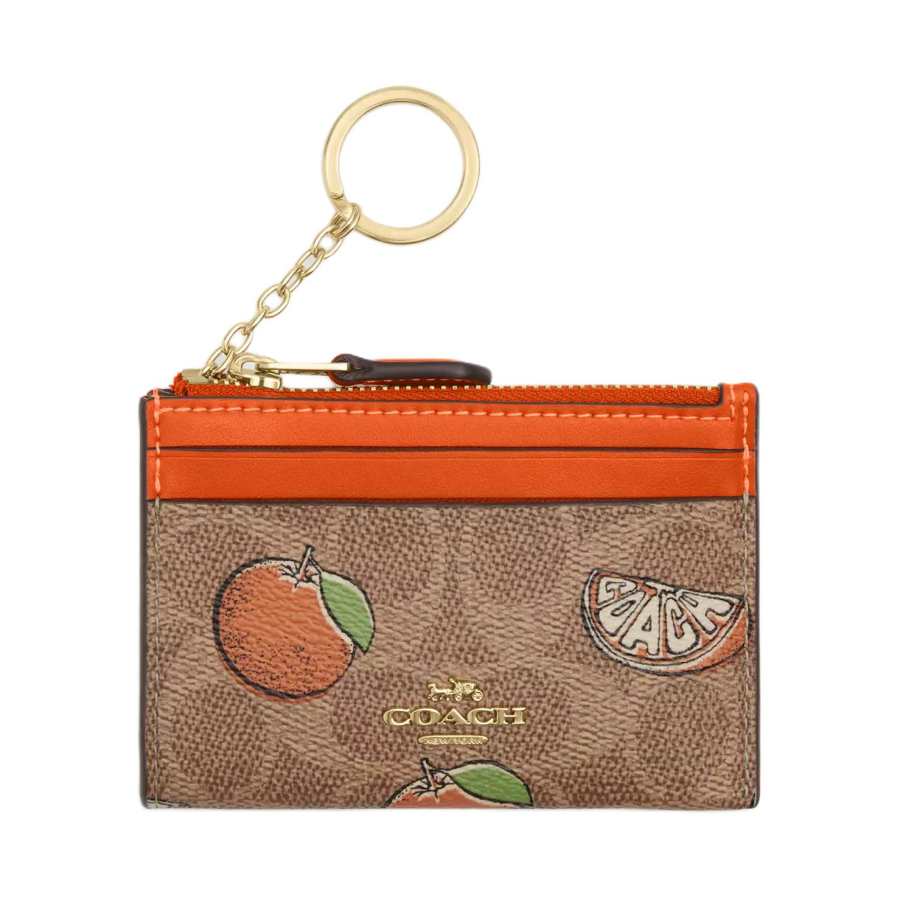 COACH COACH Leather Card Holder Regular Women's Orange
