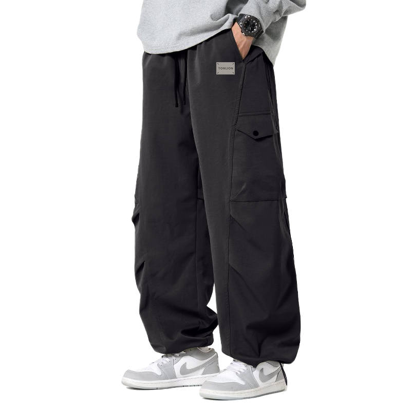 Tonlion Casual Pants Unisex Moderate Parachute Pants