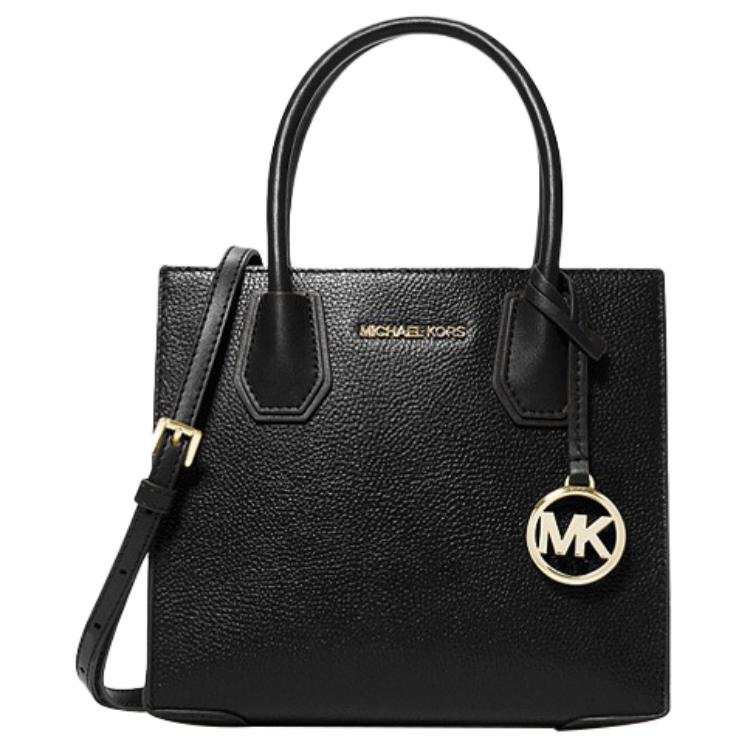 MICHAEL KORS Mercer Litchi Grain Cow Leather Handbag Medium Women's Black