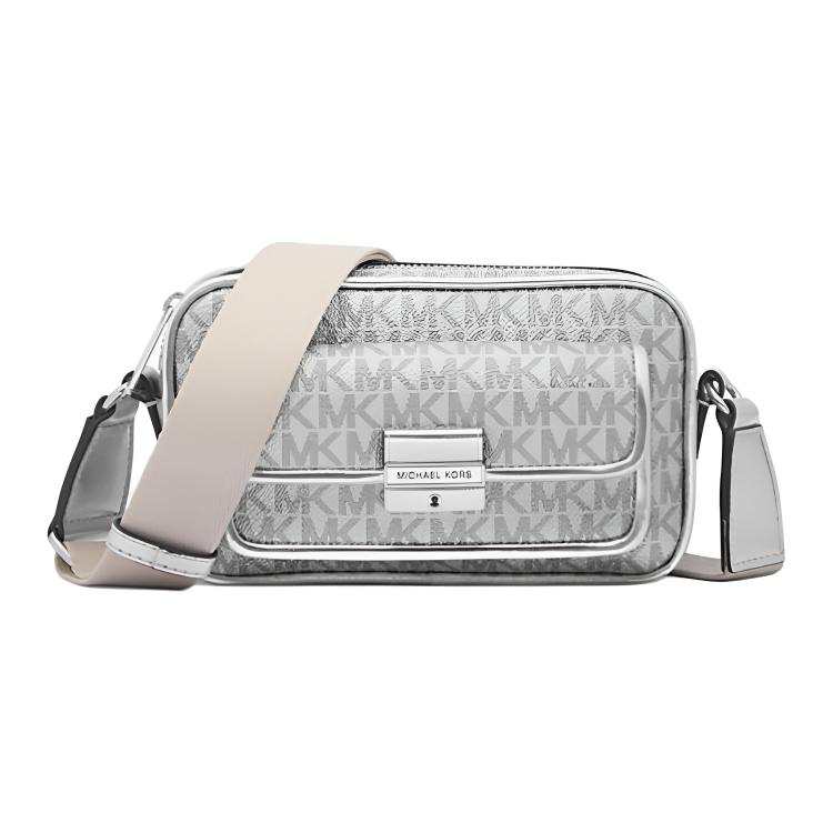 MICHAEL KORS Bradshaw Metal Component Coated Canvas Crossbody Bags Mini Women's Silver
