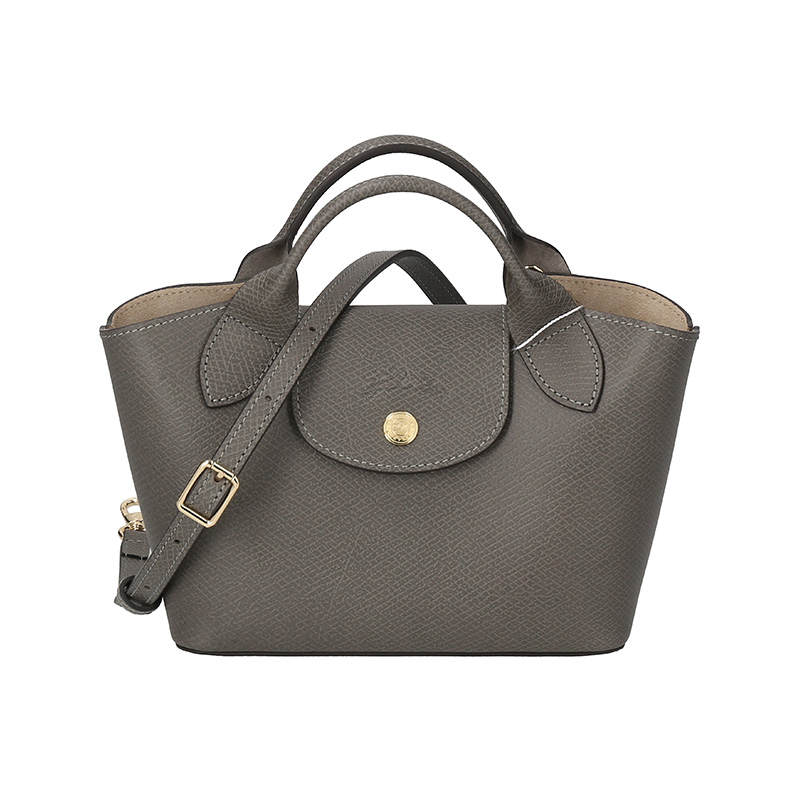 LONGCHAMP Cow Leather Crossbody Handbag Women's Dark Gray