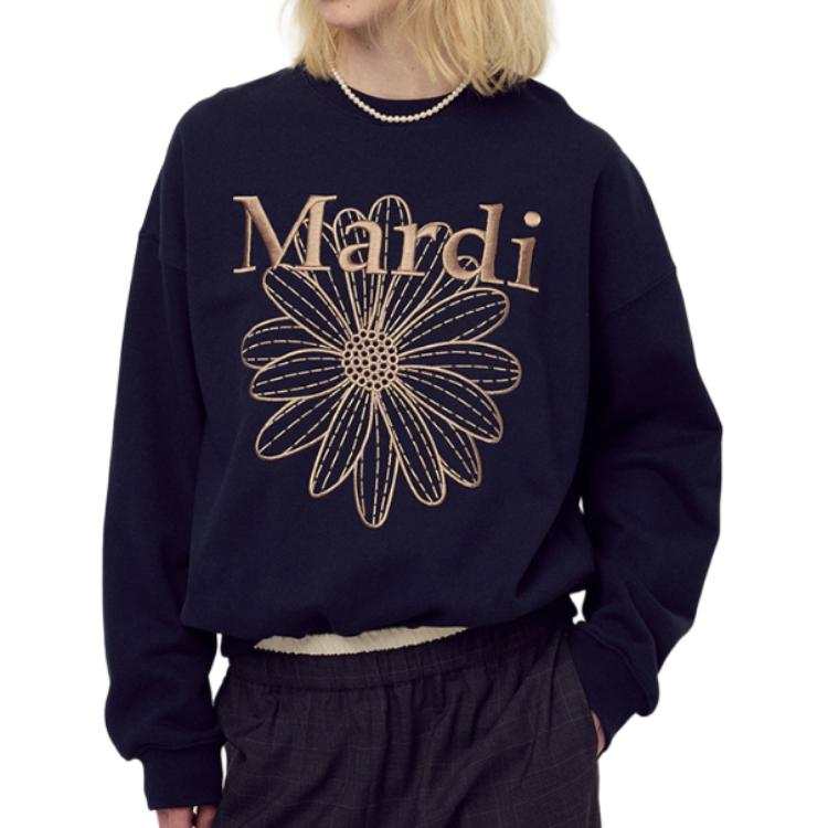 MARDI MERCREDI FW25 SWEATSHIRT FLOWERMARDI NEEDLEWORK_NAVY TAUPE Mardi Sweatshirt Women's