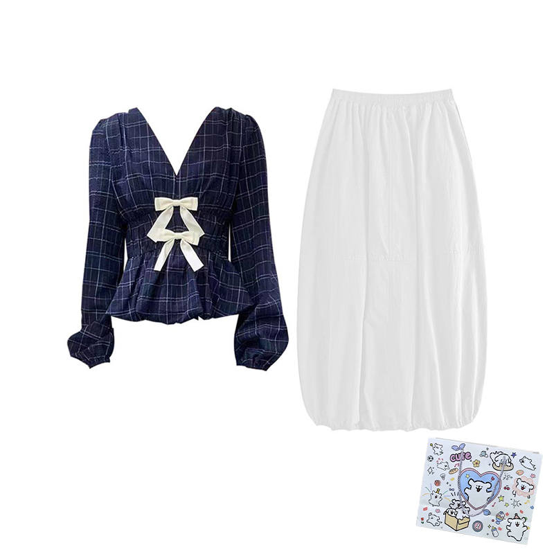 MARIE·COCO Two Piece Skirt Sets Women's Top+Skirt V Neck Moderate Mid Length