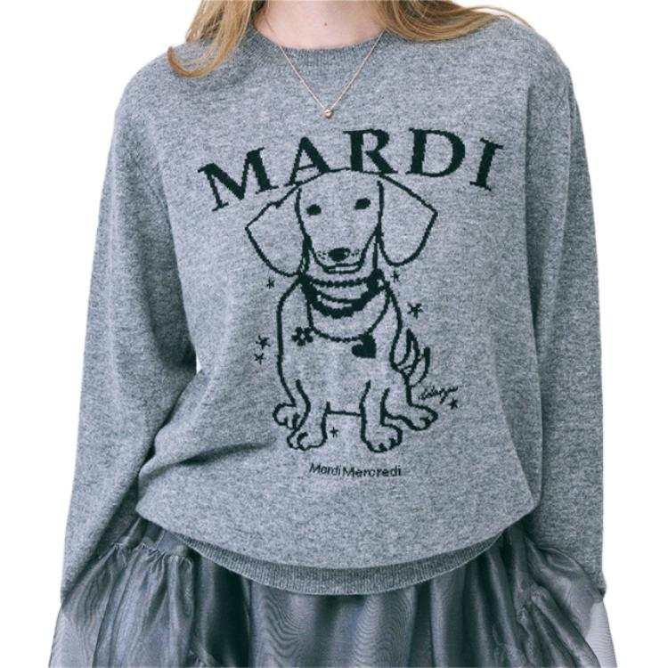 MARDI MERCREDI CASHMERE CREW NECK SWING THE TAIL DDANJI PEARL LACE Sweater Women's