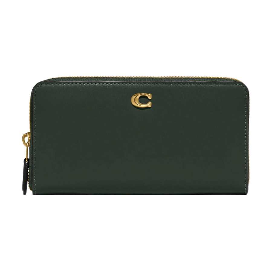 COACH Accordion Zip Calfskin Wallet Small Women's Green