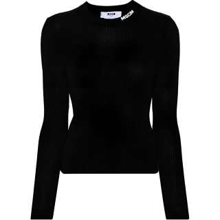 Msgm intarsia-logo knitted top