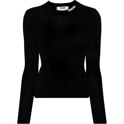 Msgm intarsia-logo knitted top