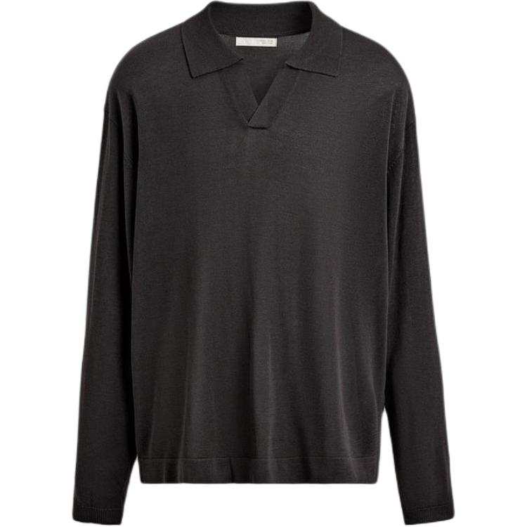 ZARA Polo Shirts Men's Dark Gray Lapel Moderate Straight Fit