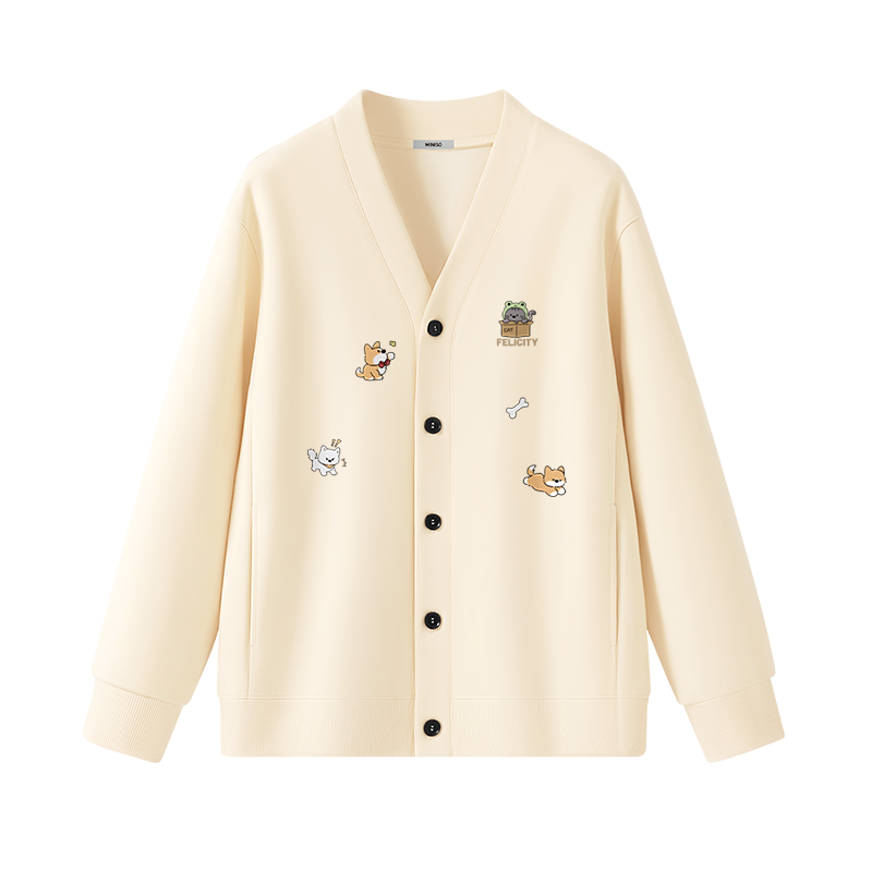MINISO Knitwear Unisex V Neck Moderate Cardigan