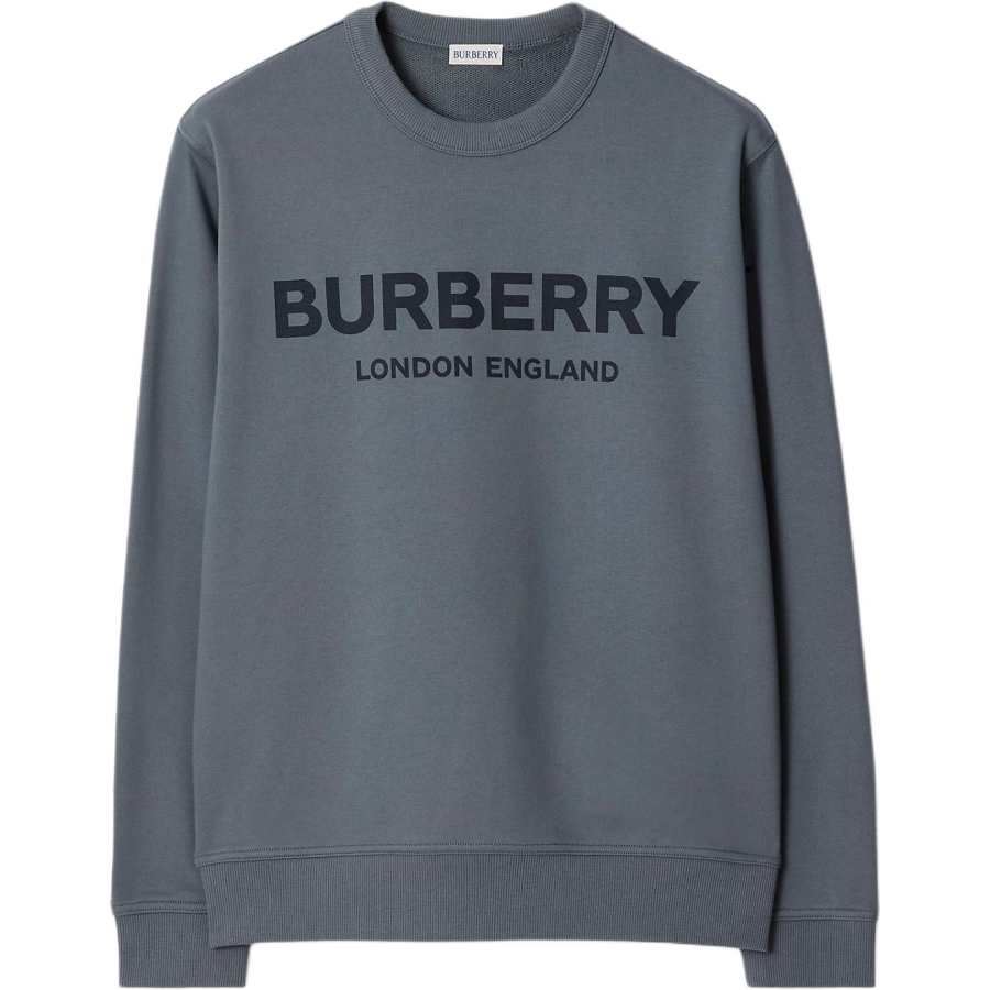 Burberry Sweatshirts Men's Carbon Blue Crew Neck Moderate Regular