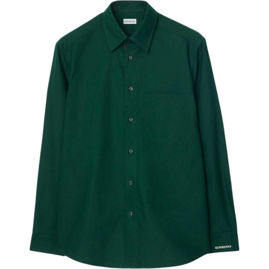 Burberry Shirts Men's Dark Green Pointed Collar Moderate
