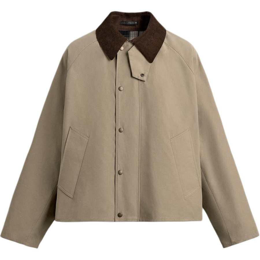 ZARA Jackets Men's Beige Lapel Moderate Other