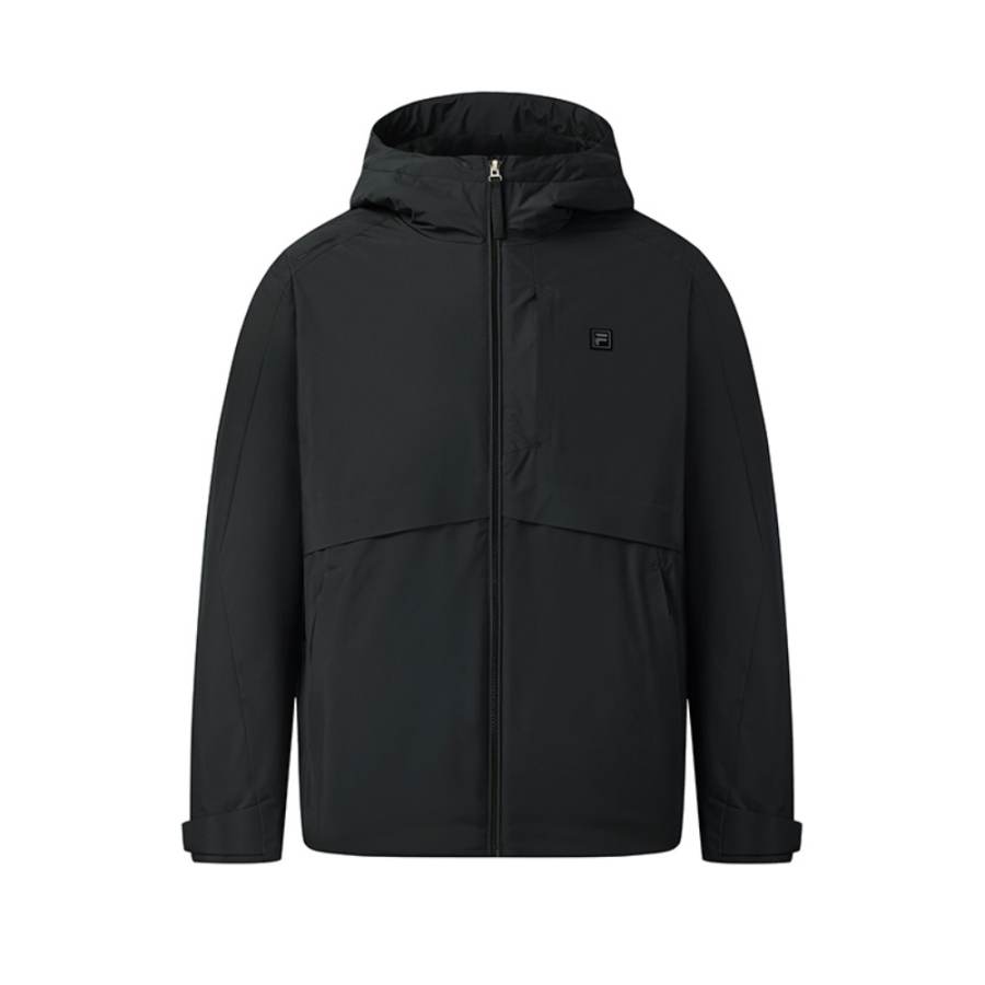 FILA Down Jackets Men's Jet Black Hooded Moderate Other