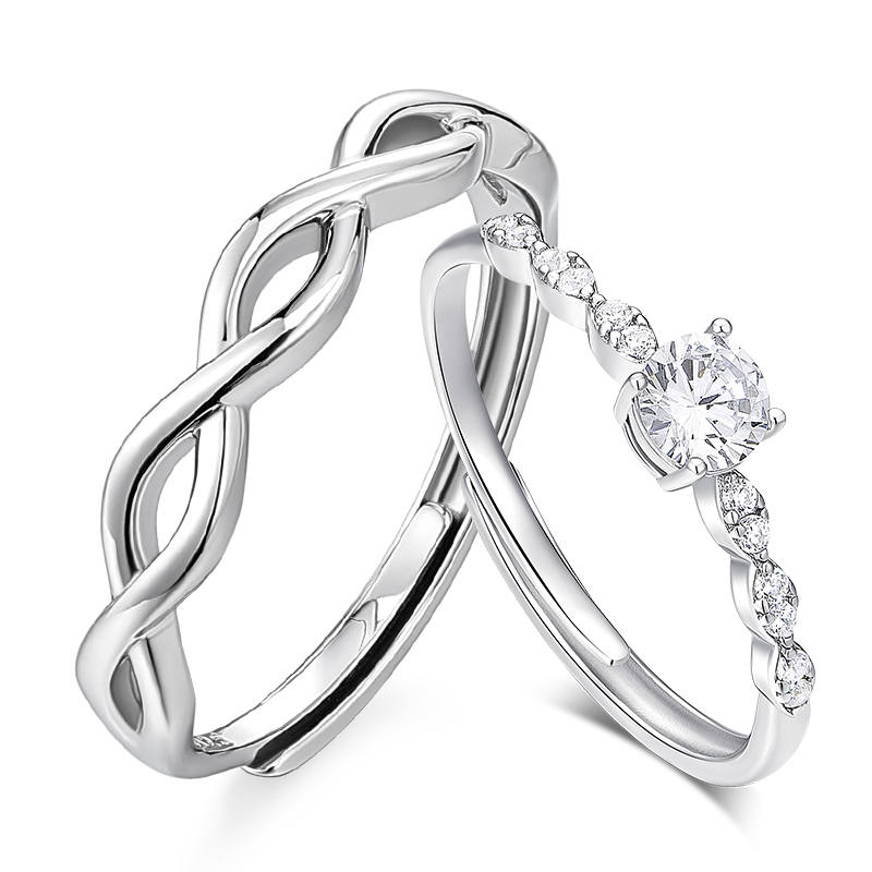 KADER 925 Sterling Silver Synthetic Cubic Zirconia Rings Unisex Silver White