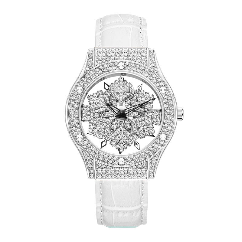 Disney Snowflake Goddess Quartz Movement Leather Strap Watch Women's Watch Skeleton Dial 30m Waterproof