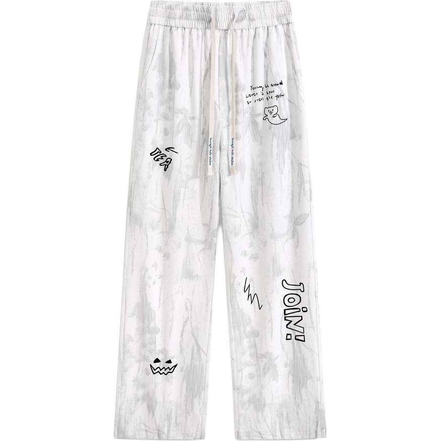 Qnxeey Casual Pants Unisex Thin Straight Fit Pants