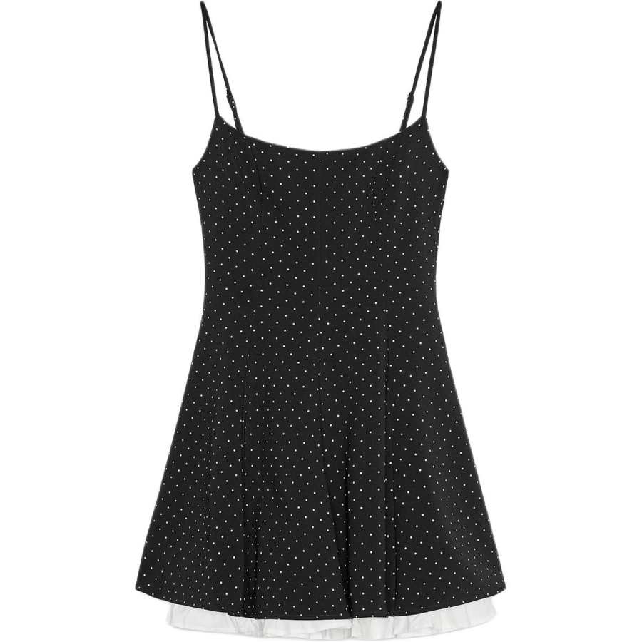 ZARA Slip Dresses Women's Black/White Crew Neck Moderate