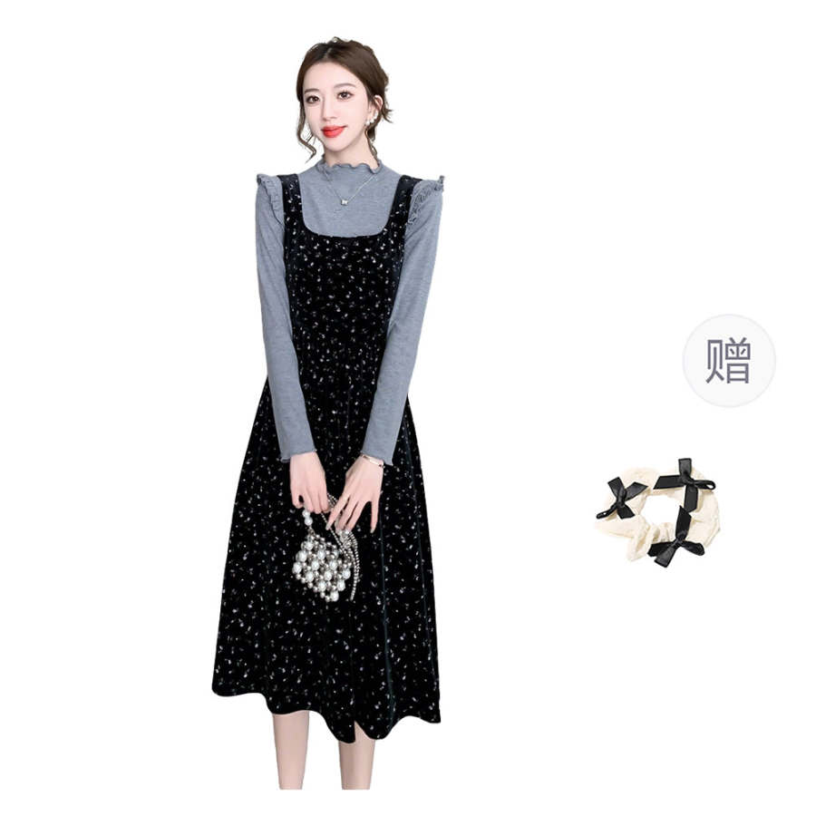 CPAURA Two Piece Skirt Sets Women's Crew Neck Moderate Mid Length