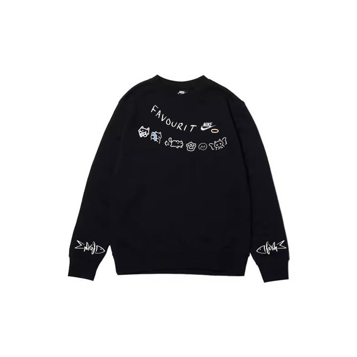 Nike Nike Swoosh Sweatshirts Men's Black Crew Neck Moderate Regular