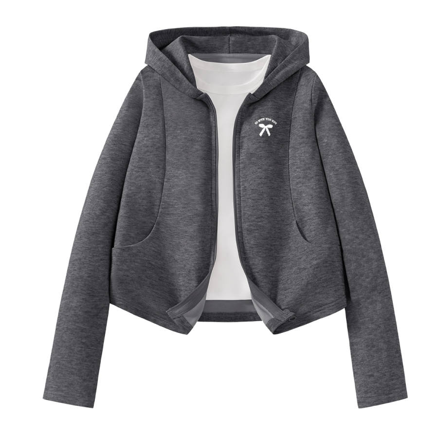 Tonlion Sweatshirts Women's Hooded Moderate Cardigan