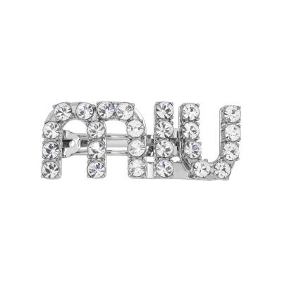 MIU MIU Crystal embellished Logo Hair Clip