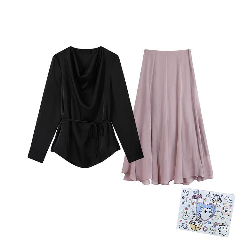 MARIE·COCO Two Piece Skirt Sets Women's V Neck Moderate Mid Length