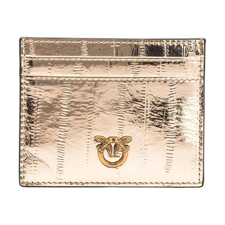 PINKO Cow Leather Card Holder Mini Women's Gold